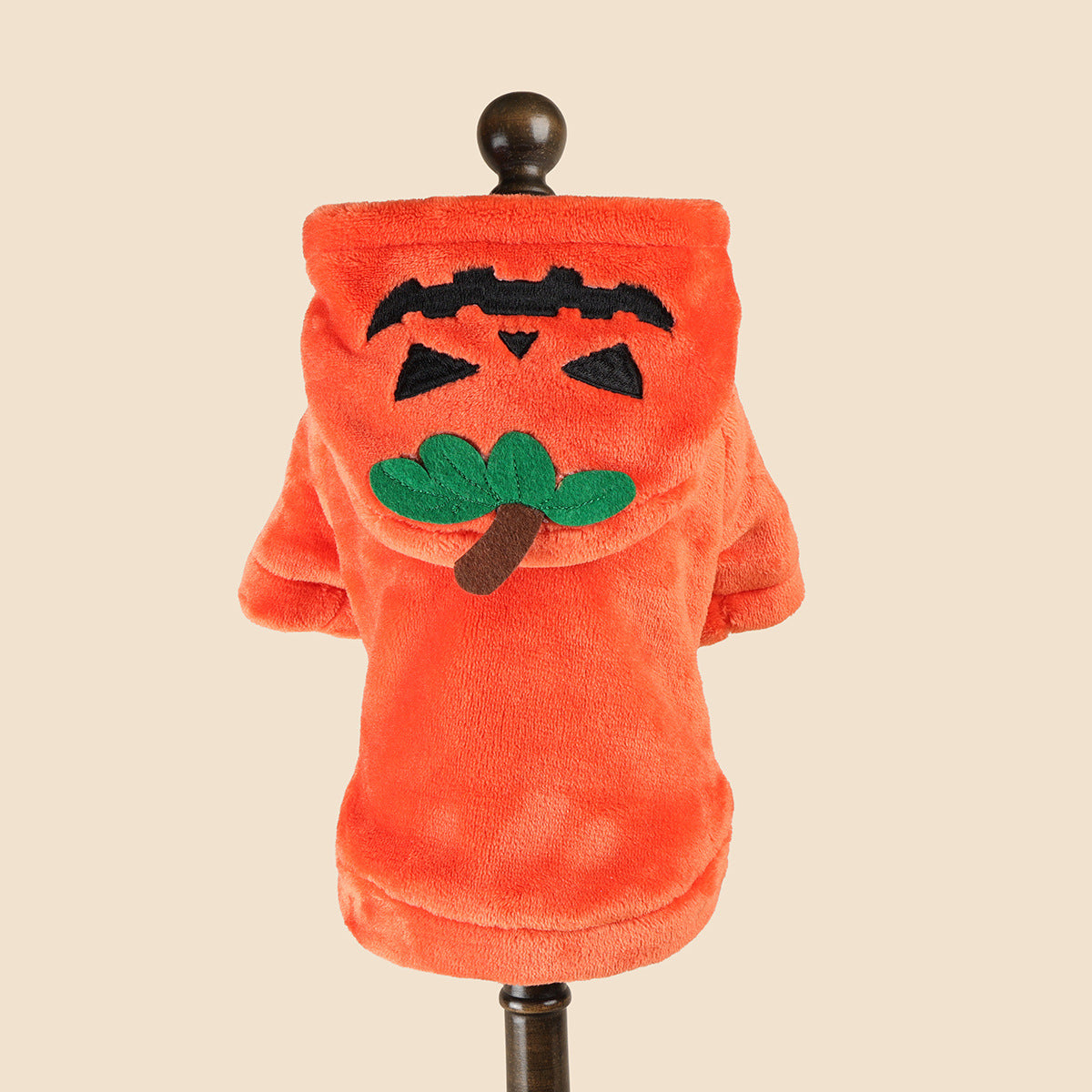 Halloween Pumpkin Pet Hoodie Costume Fleece Warm Dog Cat Hoodie with Leash Clip