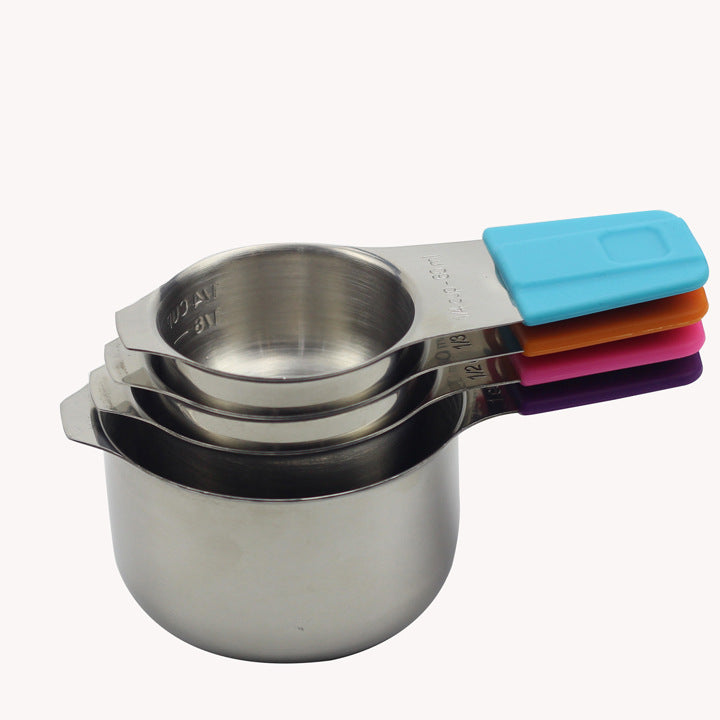 304 Stainless Steel Measuring Cup Measuring Spoon Set Silicone Magnetic Suction Measuring Spoon Magnetic Hanging Baking Utensils