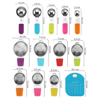 304 Stainless Steel Measuring Cup Measuring Spoon Set Silicone Magnetic Suction Measuring Spoon Magnetic Hanging Baking Utensils