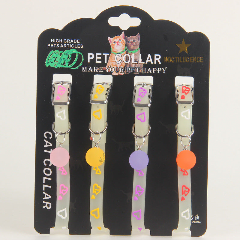 Pet Collars Cat and Dog Luminous Bell Collars Adjustable Rubber Luminous Dog Walking Supplies