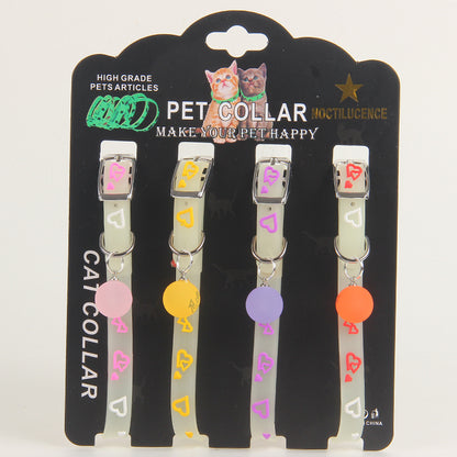 Pet Collars Cat and Dog Luminous Bell Collars Adjustable Rubber Luminous Dog Walking Supplies
