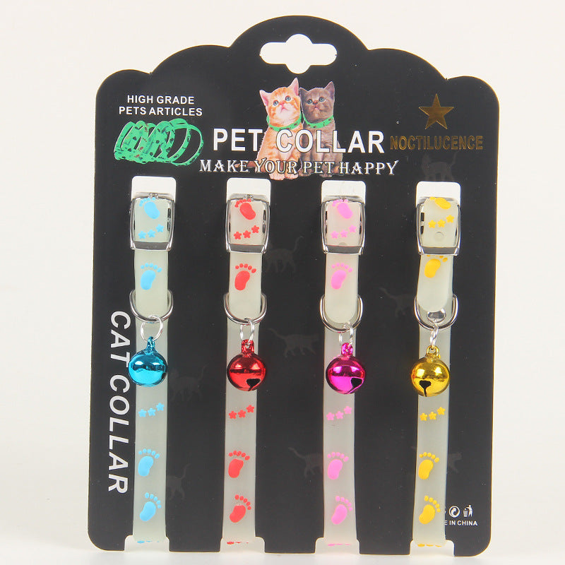 Pet Collars Cat and Dog Luminous Bell Collars Adjustable Rubber Luminous Dog Walking Supplies