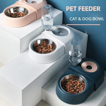 Anti-Overturn Automatic Water & Food Bowl for Dogs & Cats