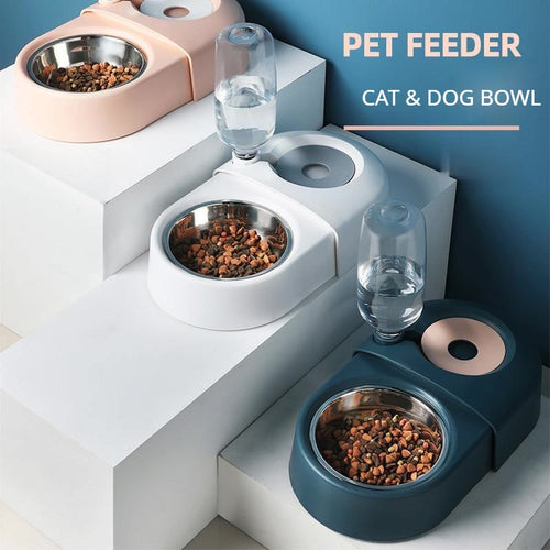 Anti-Overturn Automatic Water & Food Bowl for Dogs & Cats