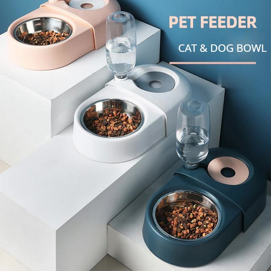 Anti-Overturn Automatic Water & Food Bowl for Dogs & Cats