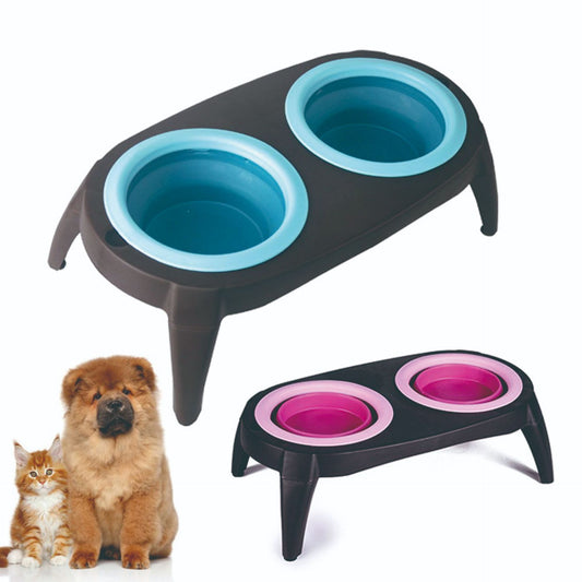 Snuggle-Fold Silicone Double Bowl for Cozy Mealtimes