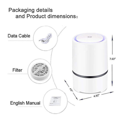 Air Purifier Air Cleaner for Home HEPA Filters 5v USB  cable Low Noise Air Purifier with Night Light Desktop GL2103