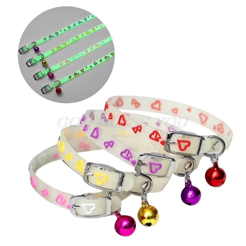 Pet Glowing Collars with Bells Glow at Night Dogs Cats Necklace Light Luminous Neck Ring Accessories Drop Shipping