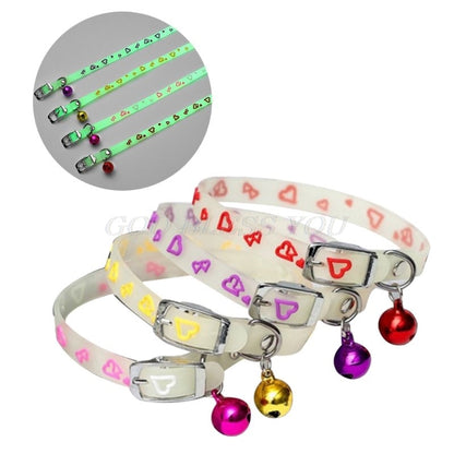 Pet Glowing Collars with Bells Glow at Night Dogs Cats Necklace Light Luminous Neck Ring Accessories Drop Shipping