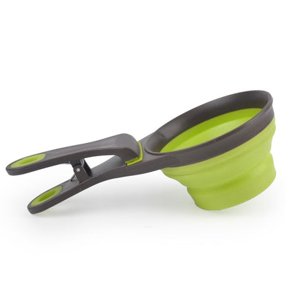 Multifunctional Folding Silicone Dog Bowl Feeder Portable Pet Food Container Measuring Cup Spoon Dogs Feed Storage Tool