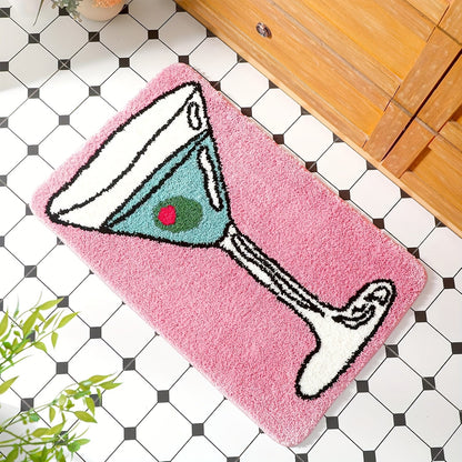 Christmas Faux Wool Rug Cute Cartoon Bathroom Thick Absorbent Floor Mat Entryway Stain-Resistant Easy-to-Clean Rug