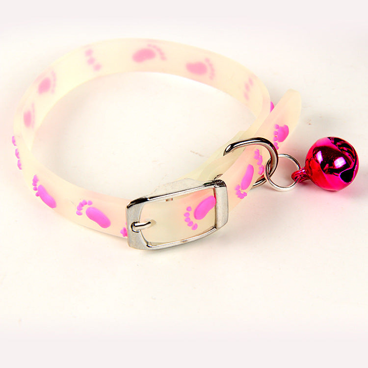 Pet Collars Cat and Dog Luminous Bell Collars Adjustable Rubber Luminous Dog Walking Supplies