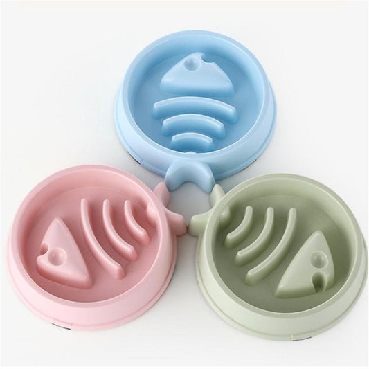 Slow-Feed Dog Bowl — Fish Bone Design, Bloat Prevention