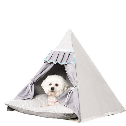 Foldable Striped Triangle Pet Tent Cat Kennel Dog House