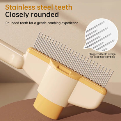 Dog & Cat Grooming Brush: Automatic Hair Remover with 1-Button Self-Cleaning & Massage