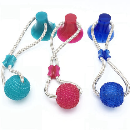 Interactive fun Pet toy with suction cup dog push toy with TPR ball Pet Tooth Cleaning,Chewing,Playing, IQ Treat Ball Puppy Toys