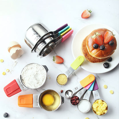 304 Stainless Steel Measuring Cup Measuring Spoon Set Silicone Magnetic Suction Measuring Spoon Magnetic Hanging Baking Utensils