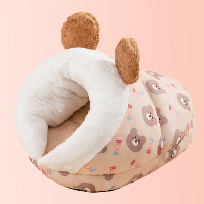 Semi-Enclosed Slipper Pet Bed