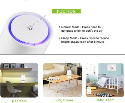 Air Purifier Air Cleaner for Home HEPA Filters 5v USB  cable Low Noise Air Purifier with Night Light Desktop GL2103